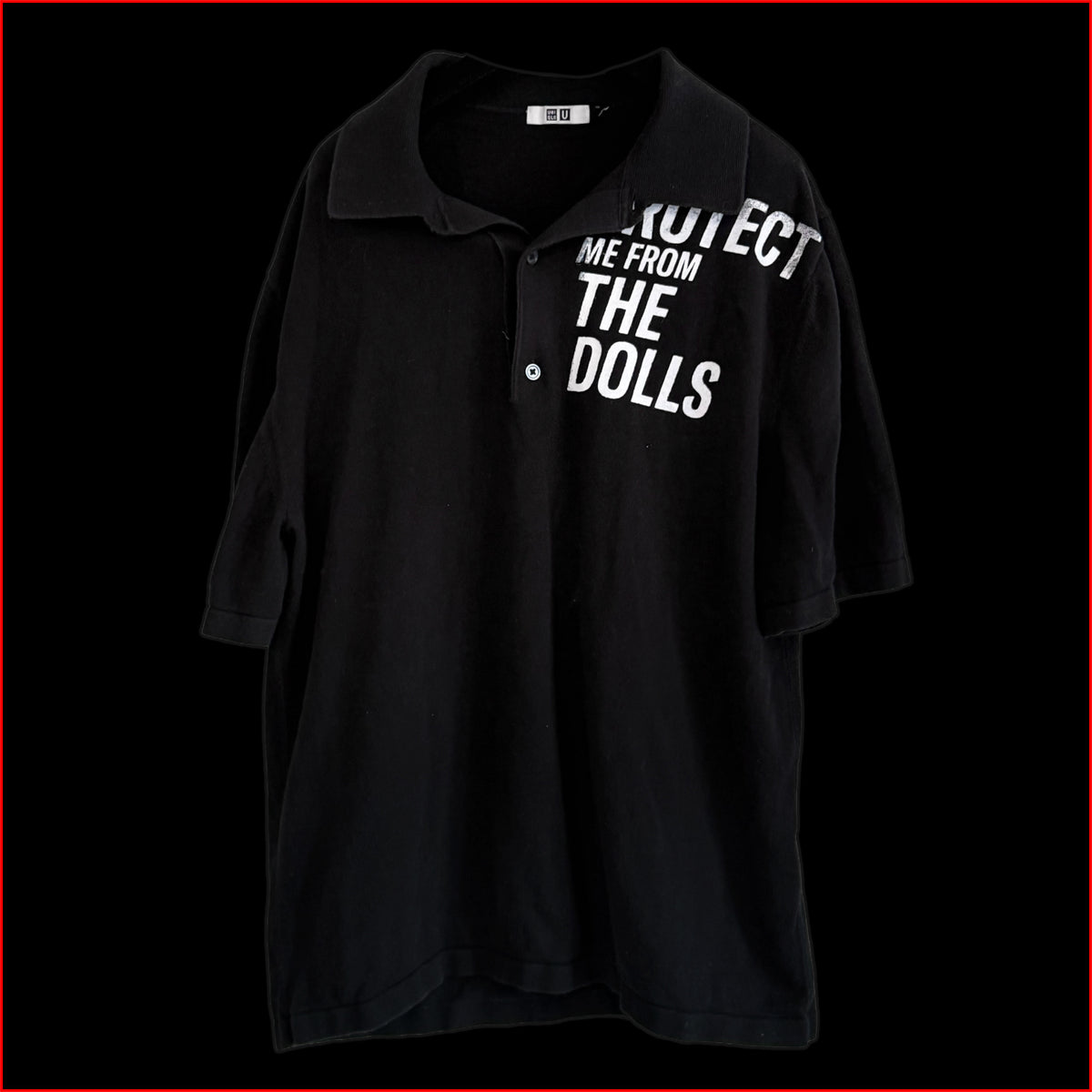 011 - Black Uniqlo Polo (S) - Upcycled