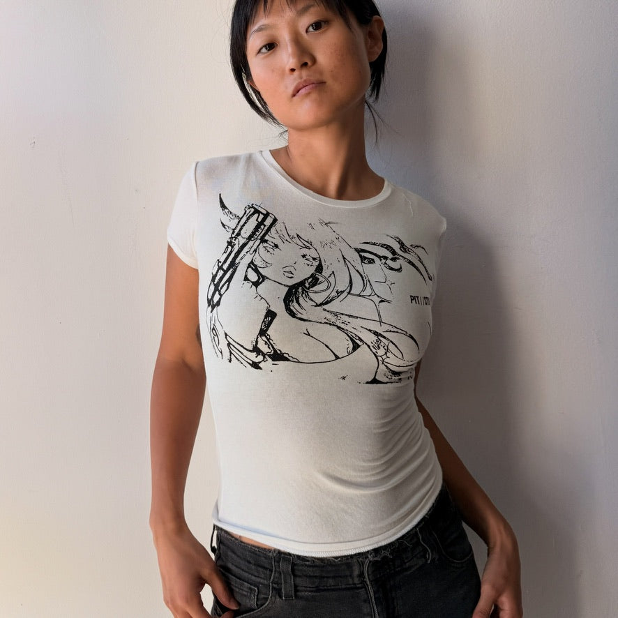 021 - White Sheer T-Shirt (M) - Upcycled