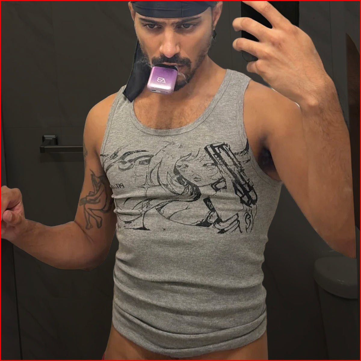 028 - Gray Muscle Tank (M) - Upcycled