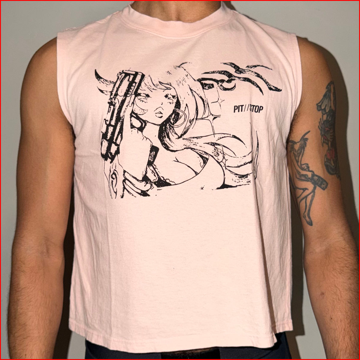 030 Pink Sleeveless T-Shirt front