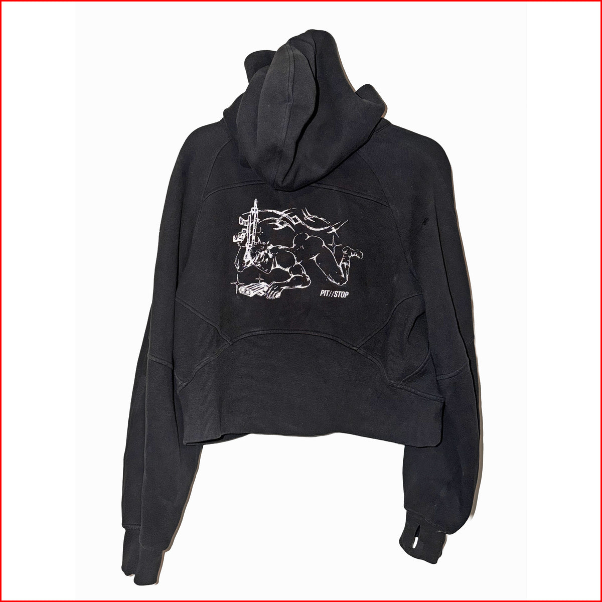 001 - Black Lululemon Cropped Hoodie (S) - Upcycled